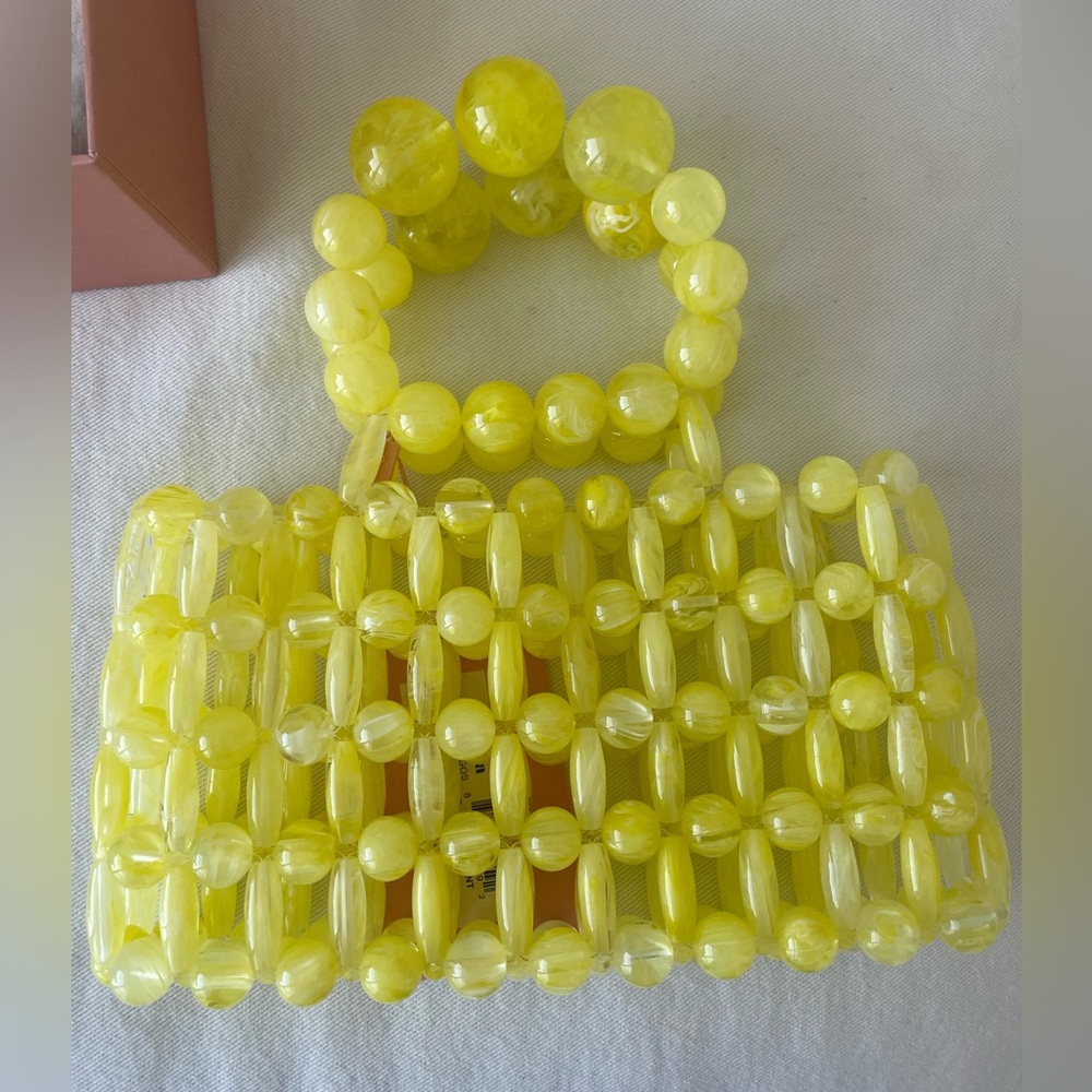 Cult Gaia Yellow Beaded Clutch
